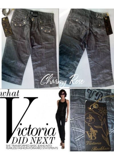 Дънки Victoria Beckham Rock and Republic Сребристо ламе size 28 три четвърти